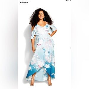 City Chic gorgeous maxi dress NWT. Cold shoulder flutter sleeves. 14/16W